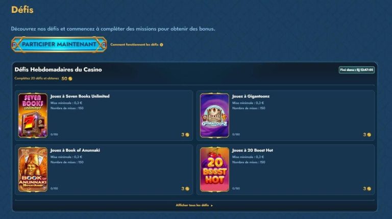 Oceanspin Casino défis