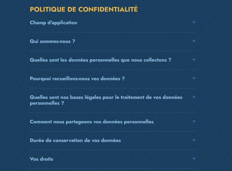 Oceanspin Casino politique confidentialité